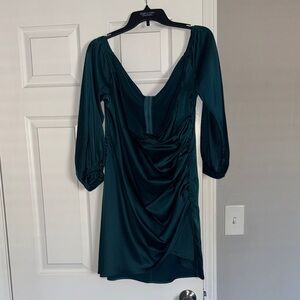 SHEIN Deep Green Long Sleeve Dress